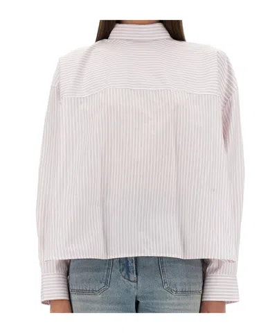 VICTORIA BECKHAM VICTORIA BECKHAM STRIPED CURVED HEM SHIRT