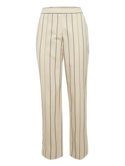 Pre-owned Victoria Beckham Striped Gabardine Trousers In Neutral