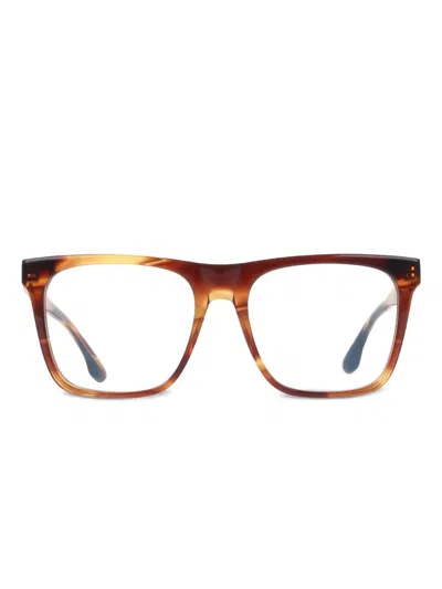 Victoria Beckham Striped Glasses In Brown