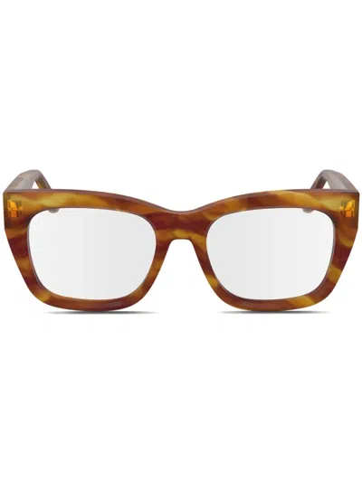 Victoria Beckham Striped Glasses In Brown