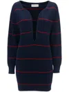 Victoria Beckham Cotton Blend Knit Dress In Blue