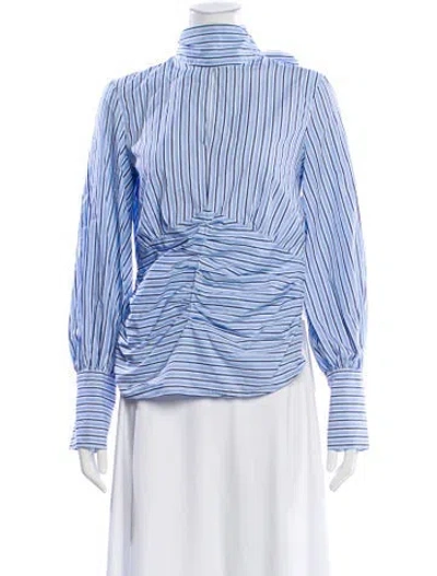 Pre-owned Victoria Beckham Striped Long Sleeve Blouse In Blue