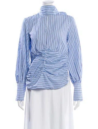 Pre-owned Victoria Beckham Striped Long Sleeve Blouse In Blue