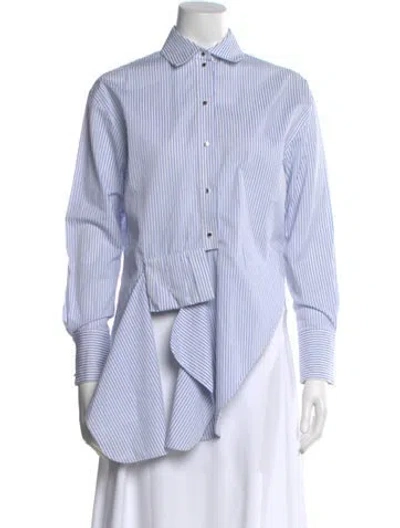 Pre-owned Victoria Beckham Striped Long Sleeve Blouse In Multi