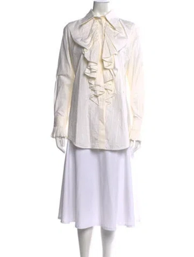 Pre-owned Victoria Beckham Striped Long Sleeve Blouse In Neutrals