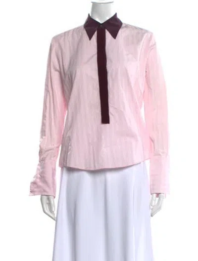 Pre-owned Victoria Beckham Striped Long Sleeve Blouse In Pink