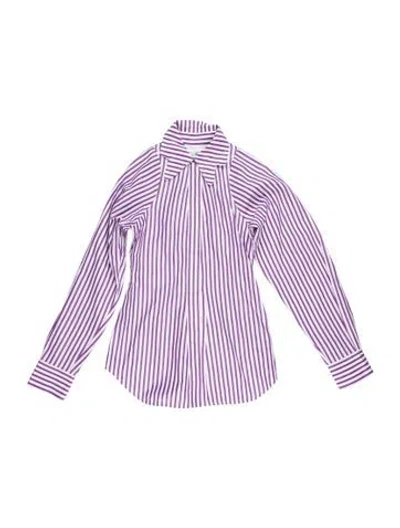Pre-owned Victoria Beckham Striped Long Sleeve Blouse In Purple