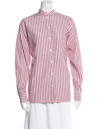 Pre-owned Victoria Beckham Striped Long Sleeve Button-up Top In Pink