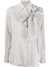 Victoria Beckham Striped Long-sleeved Shirt In White