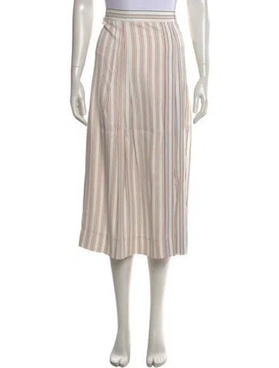 Pre-owned Victoria Beckham Striped Midi Length Skirt In White