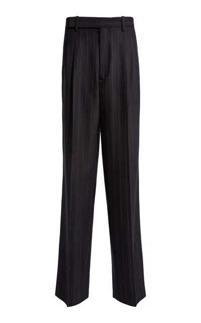 Victoria Beckham Striped Mid-rise Straight Leg Trousers In Black