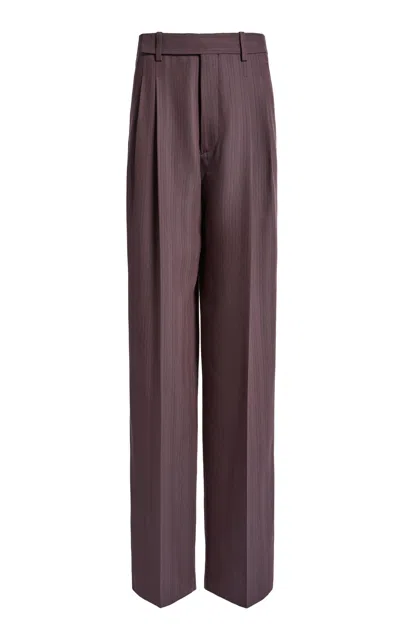 Victoria Beckham Striped Mid-rise Straight Leg Trousers In Purple
