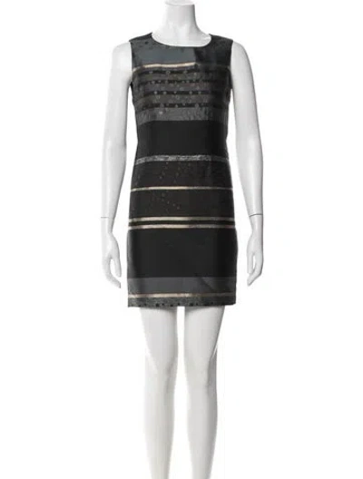 Pre-owned Victoria Beckham Striped Mini Dress In Black