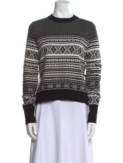 Pre-owned Victoria Beckham Striped Mock Neck Sweater In Black