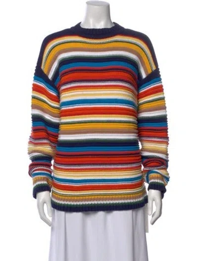 Pre-owned Victoria Beckham Striped Mock Neck Sweater In Yellow