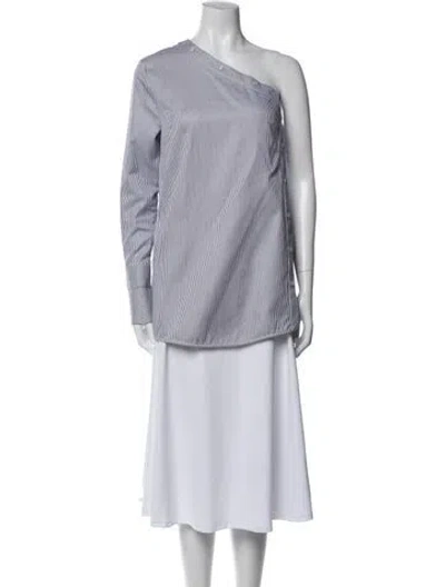 Pre-owned Victoria Beckham Striped One-shoulder Tunic In Multi