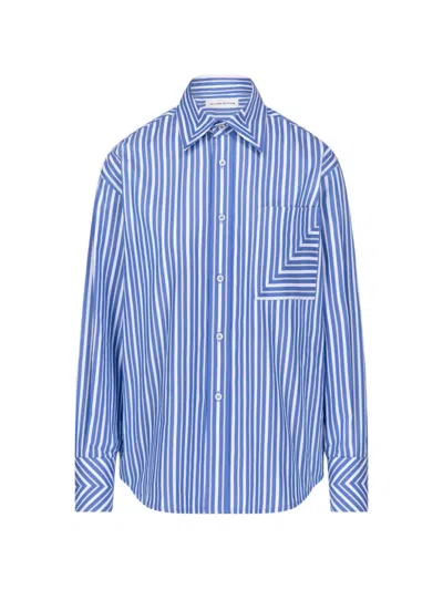 Victoria Beckham Striped Pocket-detail Shirt In Blue