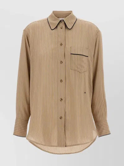 VICTORIA BECKHAM STRIPED PYJAMA SHIRT PIPING DETAIL