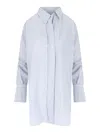 Victoria Beckham Yellow Chamomile Organic Cotton Wrap Front Blouse In Blue