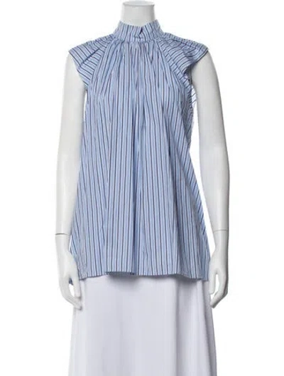 Pre-owned Victoria Beckham Striped Sleeveless Blouse In Blue