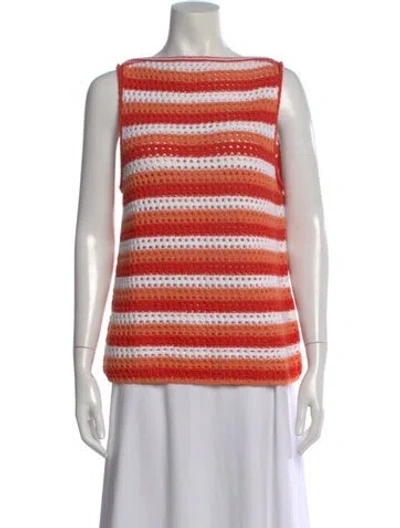 Pre-owned Victoria Beckham Striped Square Neckline Sweater In Orange