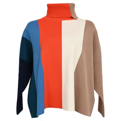 Victoria Beckham Striped Turtleneck Sweater In Multicolor Viscose