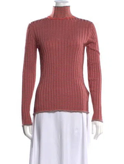 Pre-owned Victoria Beckham Striped Turtleneck Sweater In Red