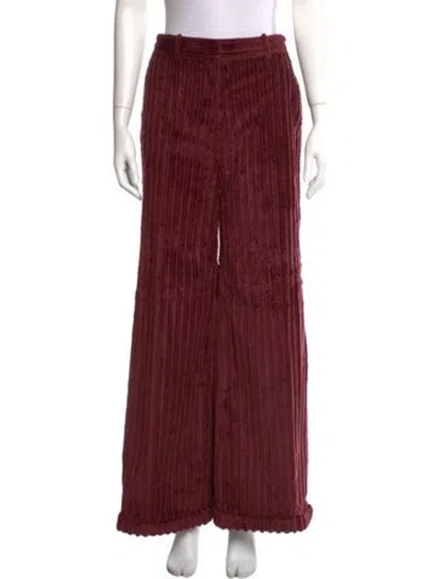 Pre-owned Victoria Beckham Striped Wide Leg Pants In Burgundy