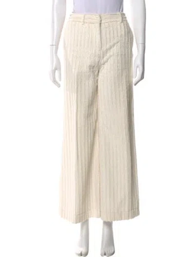 Pre-owned Victoria Beckham Striped Wide Leg Pants In Neutral