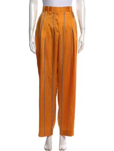 Pre-owned Victoria Beckham Striped Wide Leg Pants In Yellow