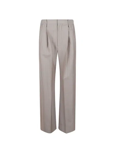 Victoria Beckham Pinstriped Wide-leg Trousers With High Waist In Brown