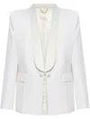 Victoria Beckham Structured Jacket With Deep V-neck And Satin Lapels In White