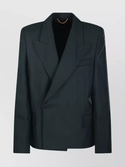 Victoria Beckham Pointed-shoulder Wool Blend Blazer In Green