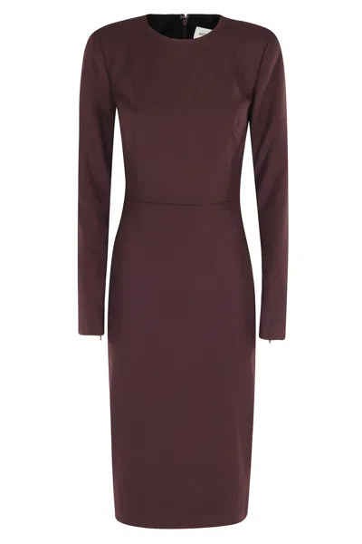 Victoria Beckham Structured Shoulder Pad Midi Dress In Black