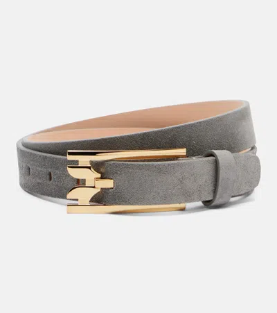 Victoria Beckham Suede Belt In Gray