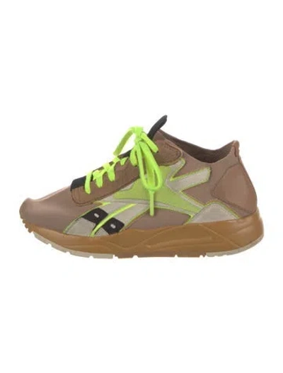 Pre-owned Victoria Beckham Suede Graphic Print Athletic Sneakers In Brown