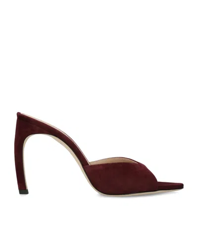 Victoria Beckham Suede Harlow Heeled Mules 100 In Burgundy