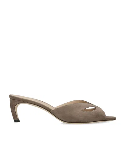 Victoria Beckham Suede Harlow Mask Mules 55 In Neutral