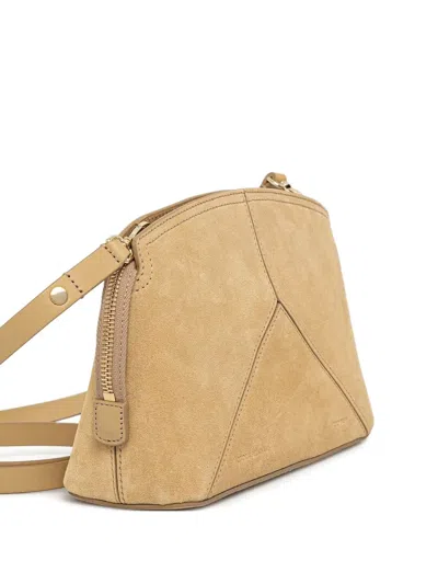 Victoria Beckham Suede Panelled Clutch Bag In Neutral