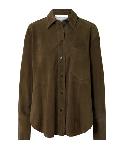 Victoria Beckham Suede Shirt In Green
