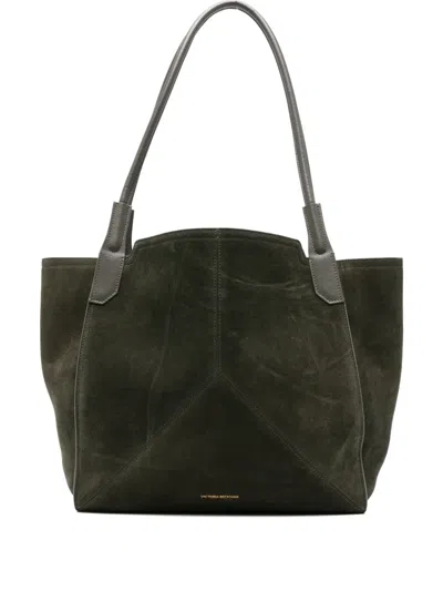 Victoria Beckham Schultertasche Aus Wildleder In Green