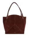 Victoria Beckham Victoria Brown Shoulder Bag With Embossed Logo Lettering On The Front And Two Top Handles In Leather