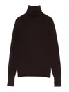 Victoria Beckham Fitted Silhouette Wool Turtleneck Sweater In Brown