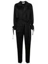 Victoria Beckham Satin Blouse With Belted Waist And Shawl Collar In Black