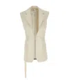 Victoria Beckham Two-toned Sleeveless Belt Vest In Nude