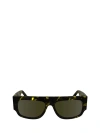 Victoria Beckham V Plaque 55mm Modified Rectangular Sunglasses In Black Yellow Havana