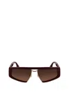 Victoria Beckham Classic Logo 57mm Gradient Modified Rectangular Sunglasses In Purple