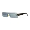 Victoria Beckham Sunglasses Rectangle Rimless, Black Frame And Solid Grey Silver Mirror Lens Vb241s001 In Blue