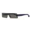 Victoria Beckham Sunglasses Rectangle Rimless, Black Frame And Solid Grey Silver Mirror Lens Vb241s001 In Blue