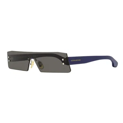 Victoria Beckham Sunglasses Rectangle Rimless, Black Frame And Solid Grey Silver Mirror Lens Vb241s001 In Blue